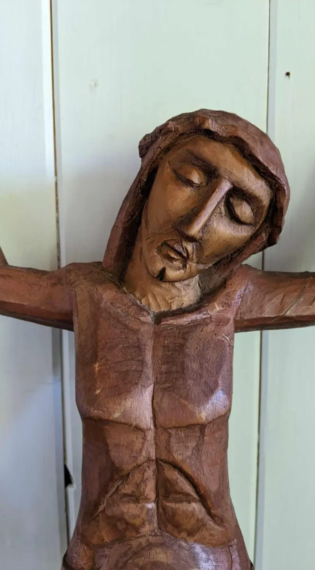 Vintage Quebec Hand Carved wooden Christ on the cross 
