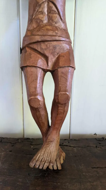 Vintage Quebec Hand Carved wooden Christ on the cross 